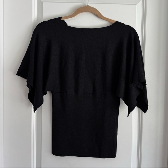 NWT Max Studio Black Bodycon Split Sleeve Knit Top Silk Blend Stretch Blouse Sm - Picture 7 of 9
